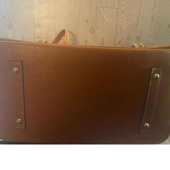 Dooney & Bourke Saffiano Leather Large Tote Bag Tan Cognac Shoulder Purse - Picture 8 of 8